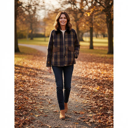 Women's Checked Collar Jacket | Button-Front