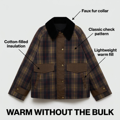 Women's Checked Collar Jacket | Button-Front