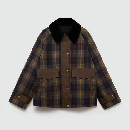 Women's Checked Collar Jacket | Button-Front