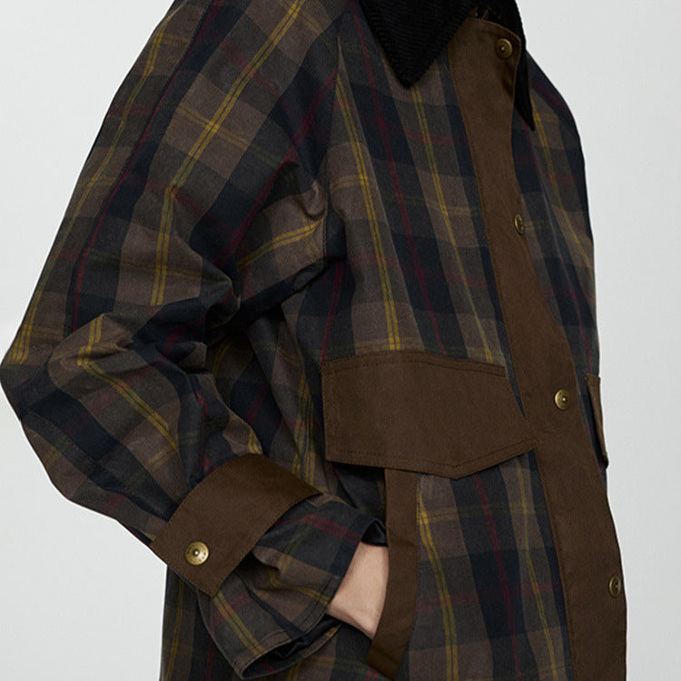 Women's Checked Collar Jacket | Button-Front