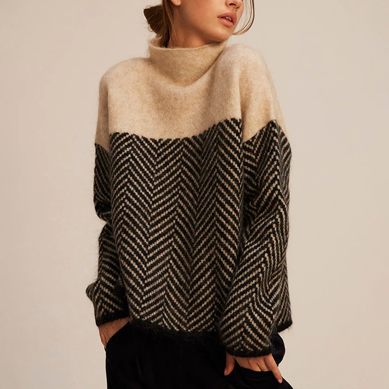 Beatrice | Chevron Roll Neck Jumper