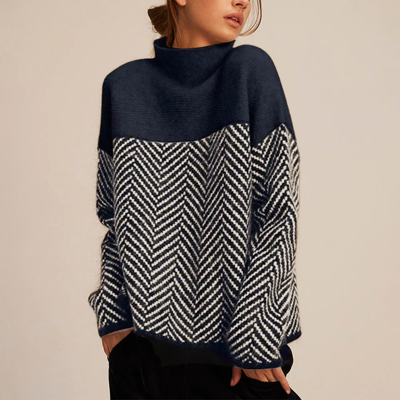 Beatrice | Chevron Roll Neck Jumper