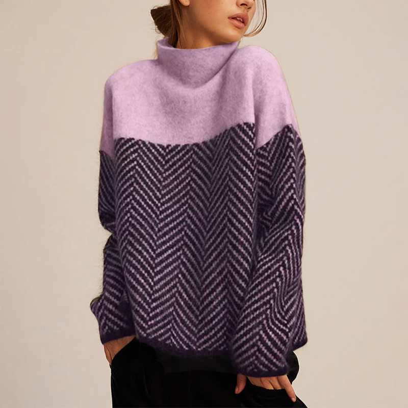 Beatrice | Chevron Roll Neck Jumper