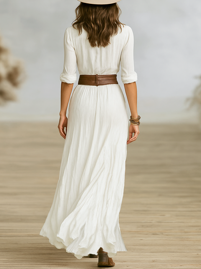 Tabitha | Maxi Collared Button-Front Dress