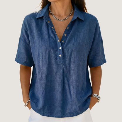 Women's Collared Button-Up Shirt | Short Sleeve
