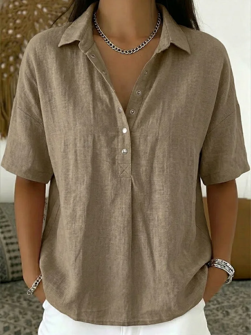 Women's Collared Button-Up Shirt | Short Sleeve