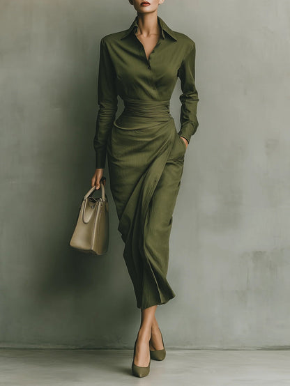 Henrietta | Maxi Collared Ruched Dress