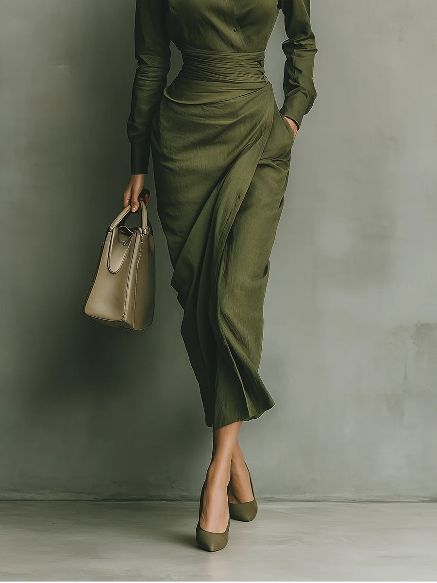 Henrietta | Maxi Collared Ruched Dress