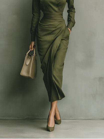 Henrietta | Maxi Collared Ruched Dress
