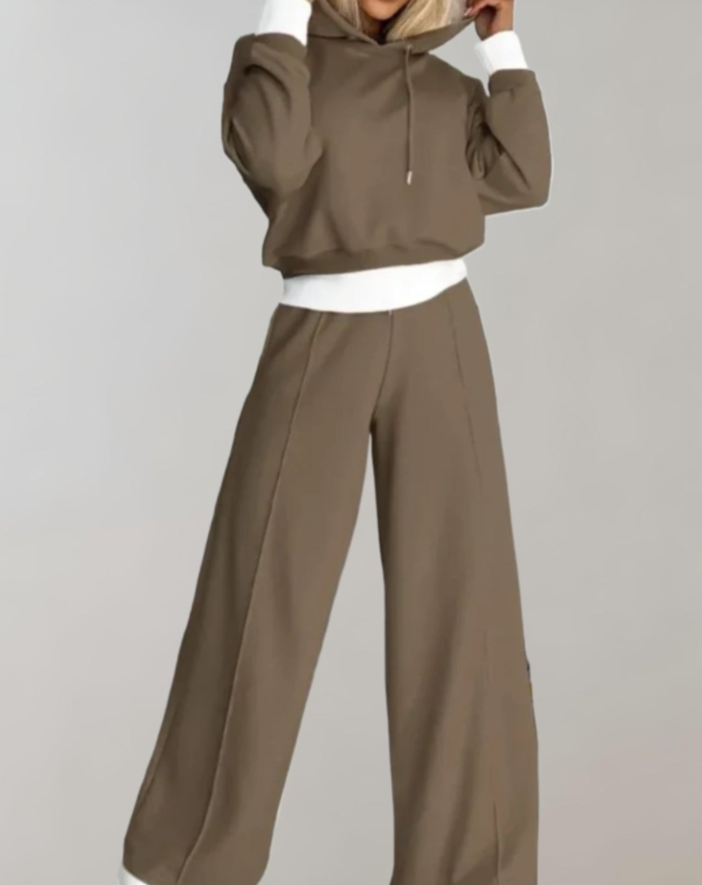 Women's Cropped Drawstring Hoodie | Loungewear Set