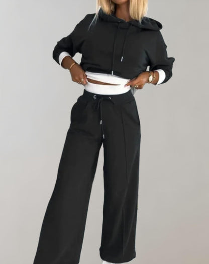 Women's Cropped Drawstring Hoodie | Loungewear Set