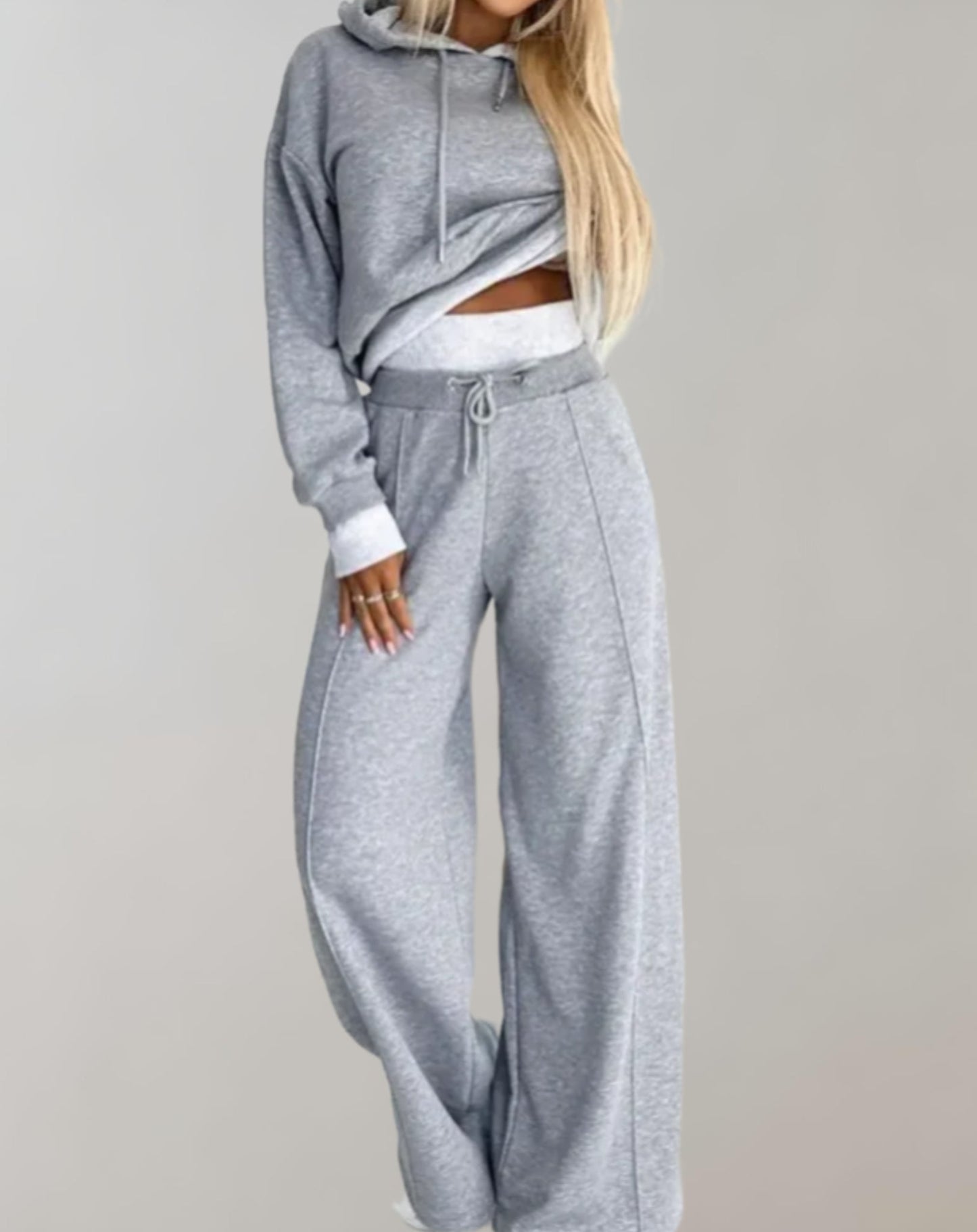 Women's Cropped Drawstring Hoodie | Loungewear Set