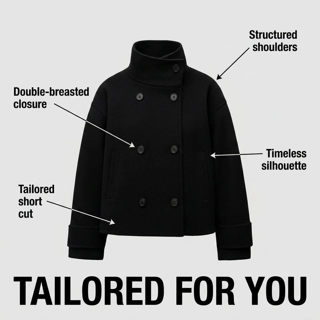 Women's Double-Breasted High-Neck Coat | Cropped