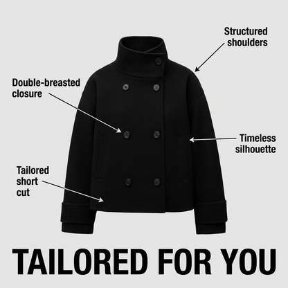 Women's Double-Breasted High-Neck Coat | Cropped