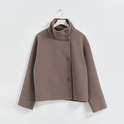 Women's Double-Breasted High-Neck Coat | Cropped