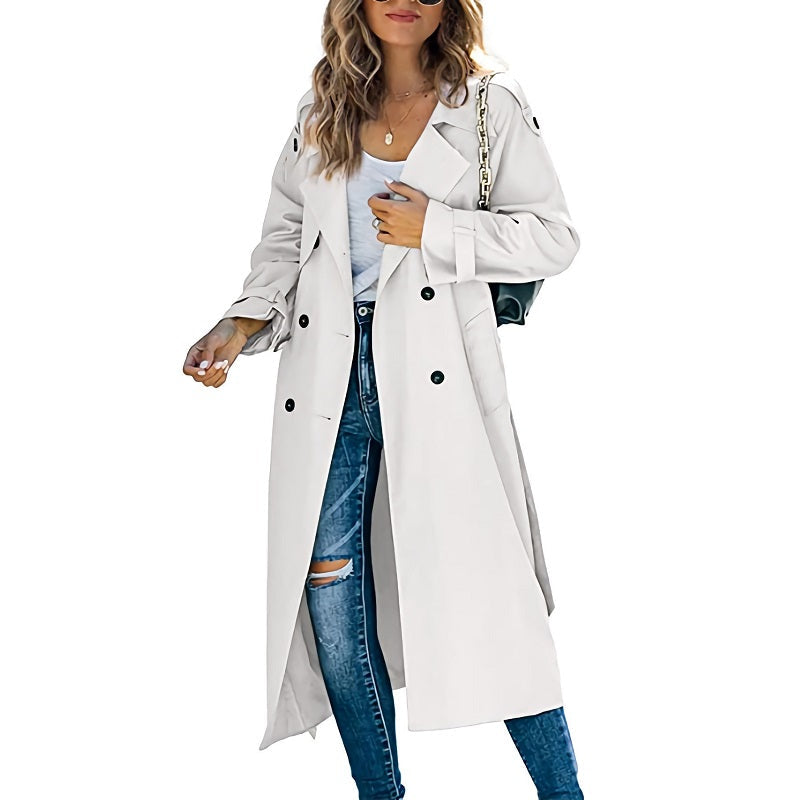 Hazel | Longline Double-Breasted Lapel Coat