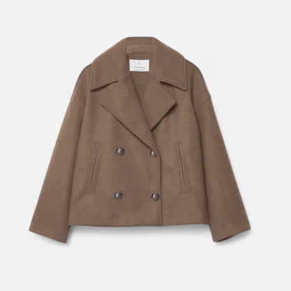 Women's Double-Breasted Lapel Jacket | Cropped
