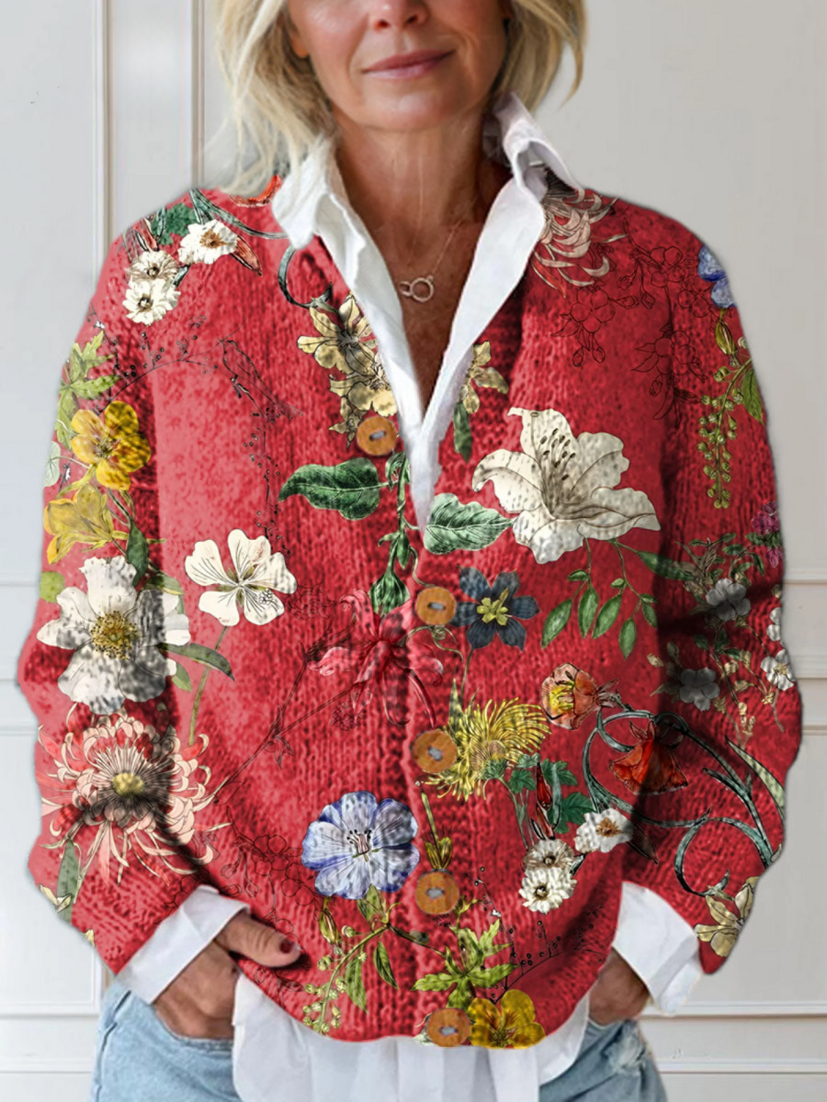 Women's Floral Buttoned Cardigan | Long Sleeve