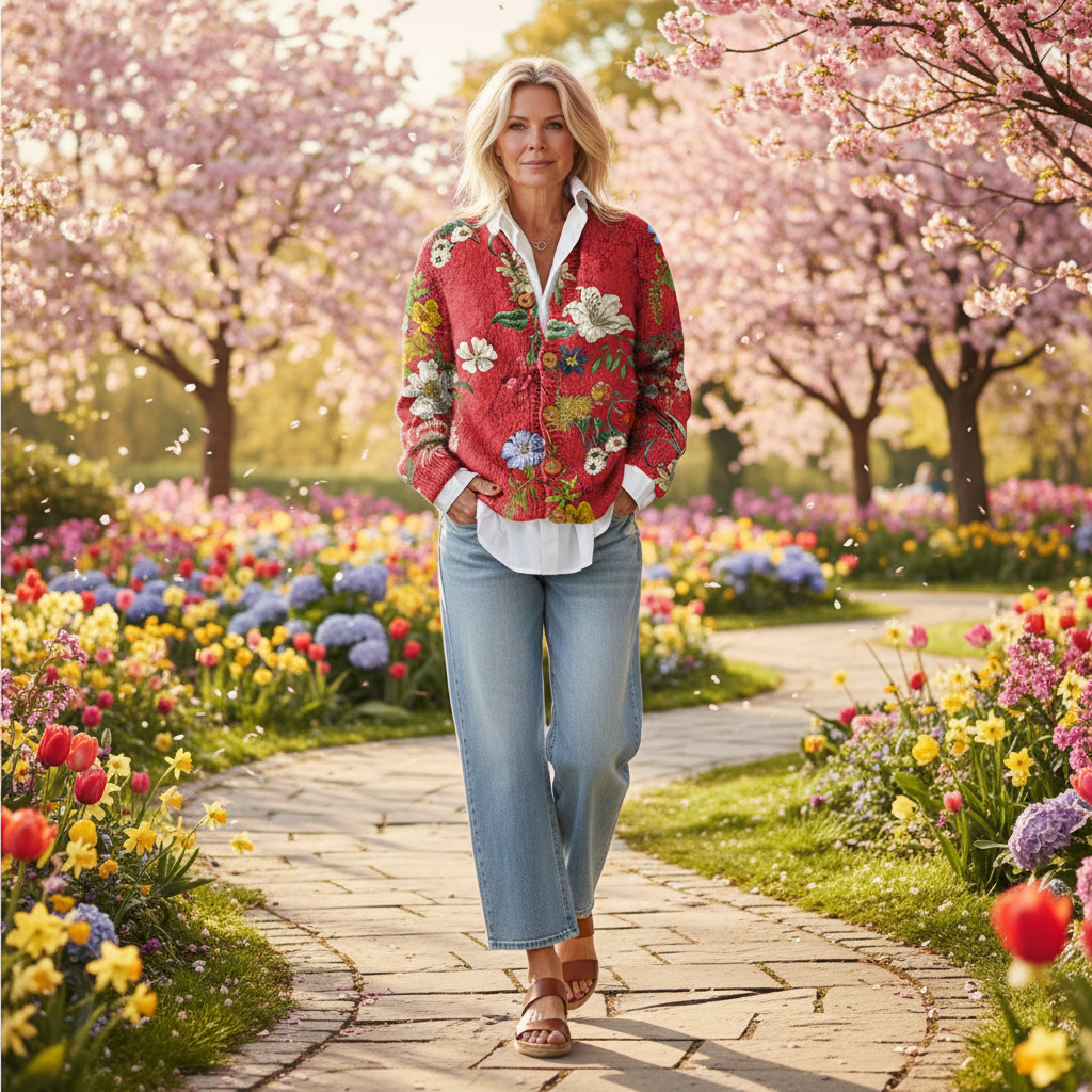 Women's Floral Buttoned Cardigan | Long Sleeve