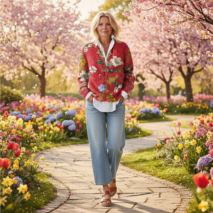 Women's Floral Buttoned Cardigan | Long Sleeve