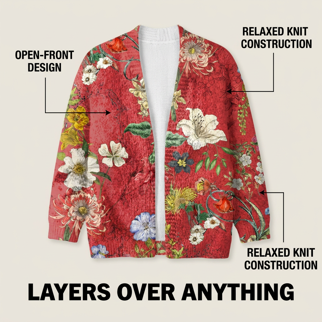 Women's Floral Buttoned Cardigan | Long Sleeve