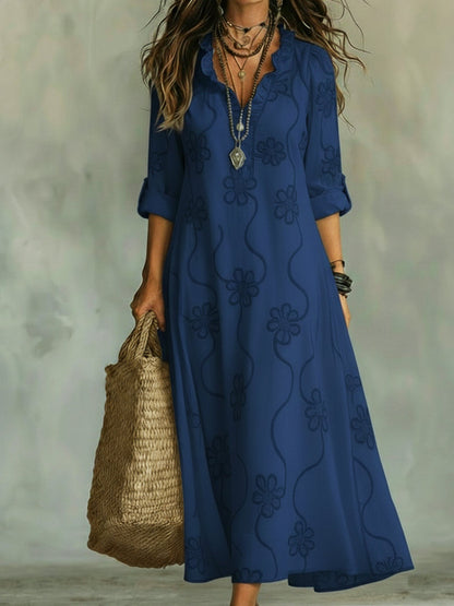 Women's Floral Ruffle Neck Dress | Maxi