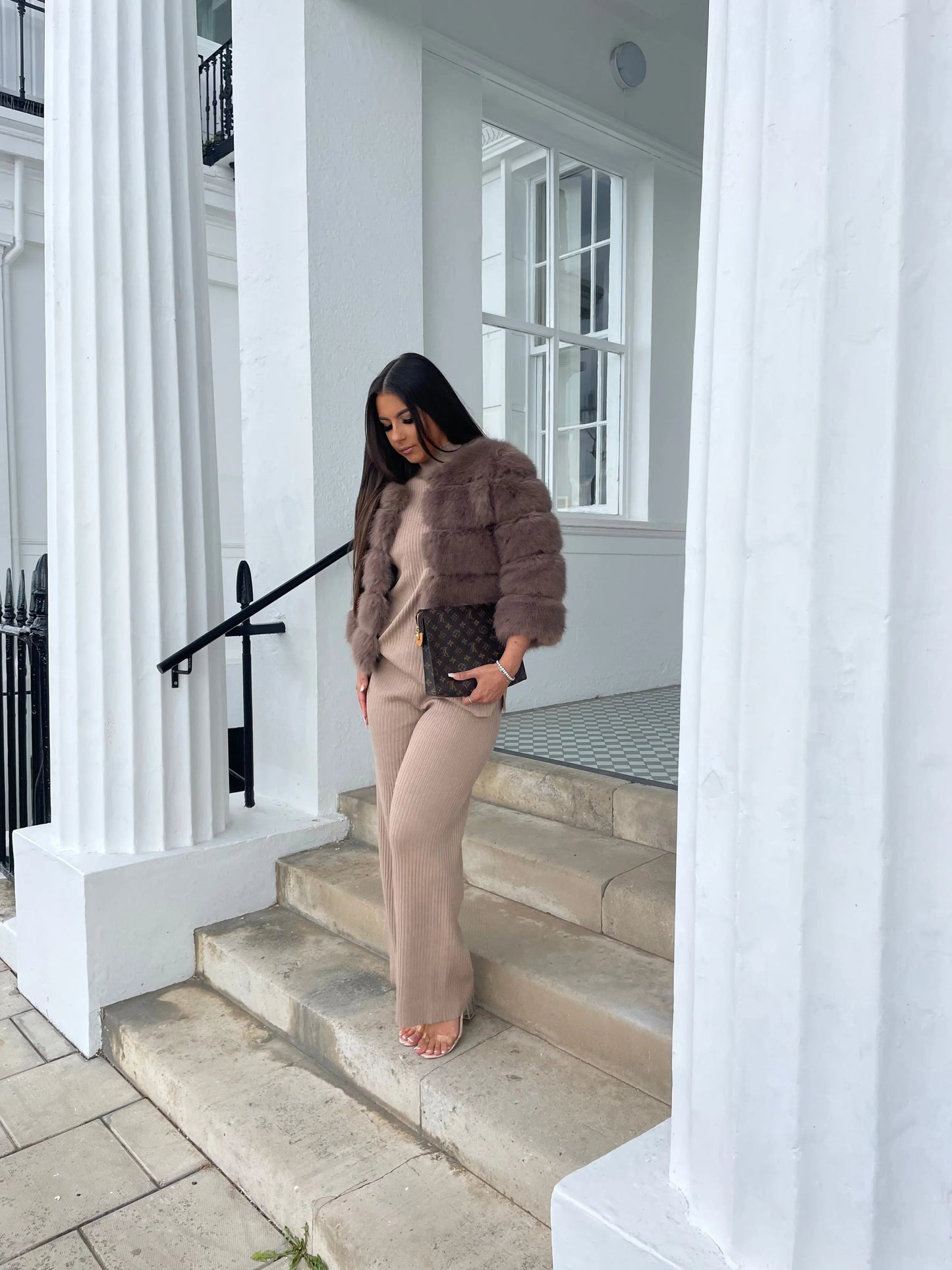Women's Fluffy Panelled Jacket | Cropped