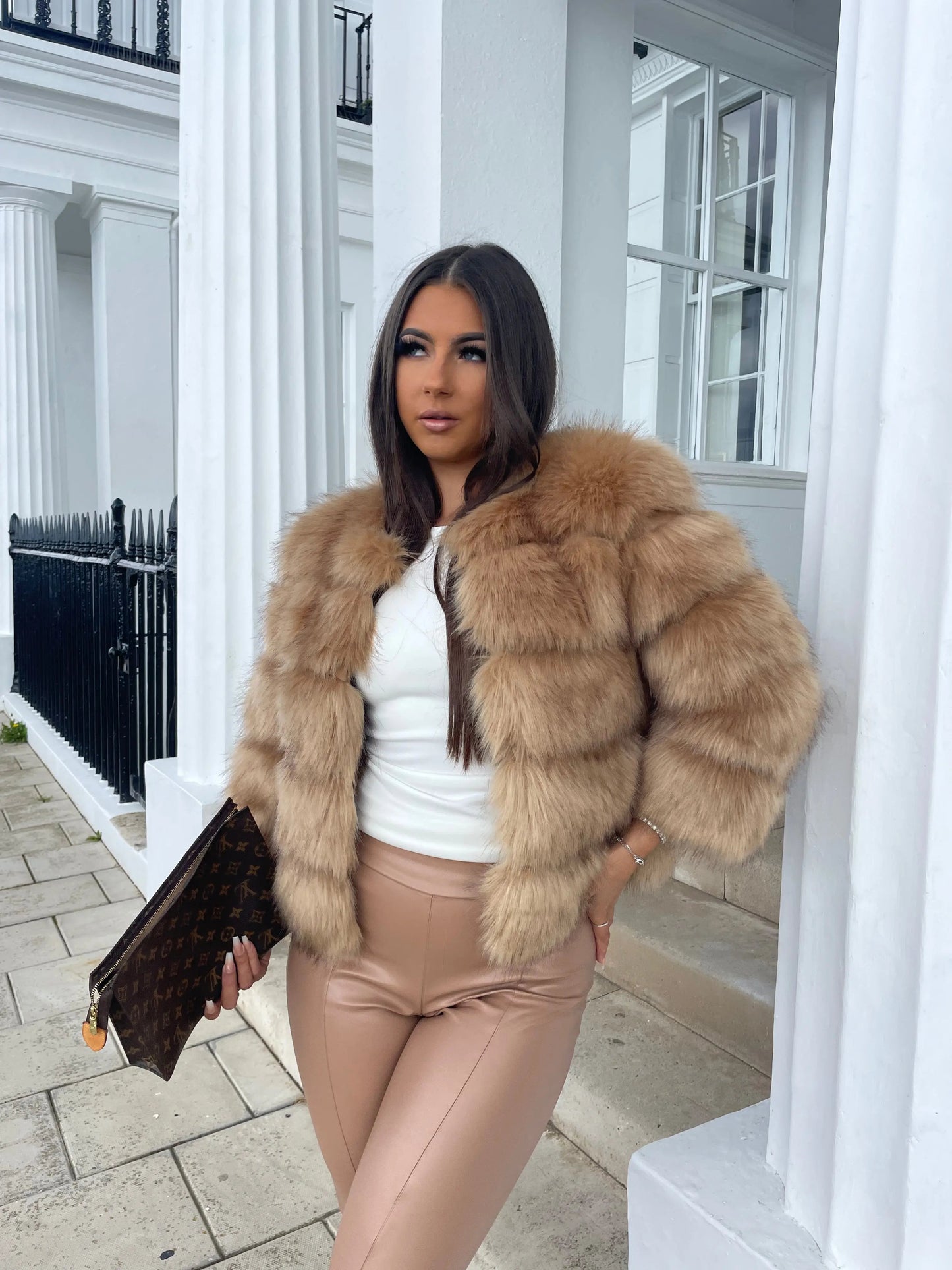 Women's Fluffy Panelled Jacket | Cropped