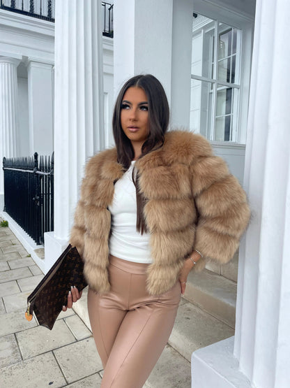 Women's Fluffy Panelled Jacket | Cropped