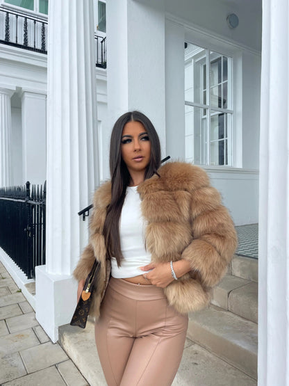 Women's Fluffy Panelled Jacket | Cropped