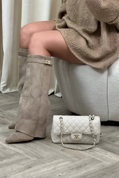 Women's Fold-Over Knee-High Boots | Pointed Toe