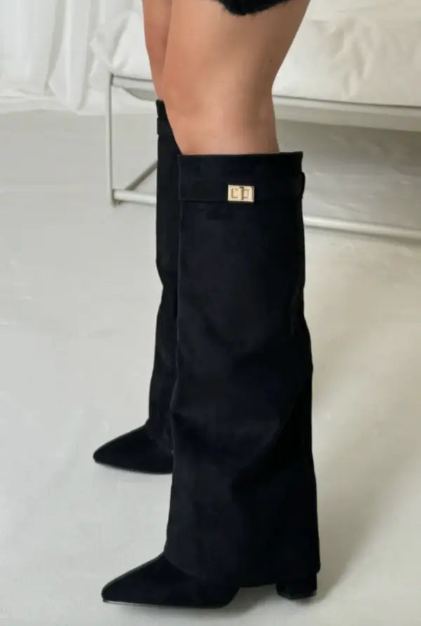Women's Fold-Over Knee-High Boots | Pointed Toe