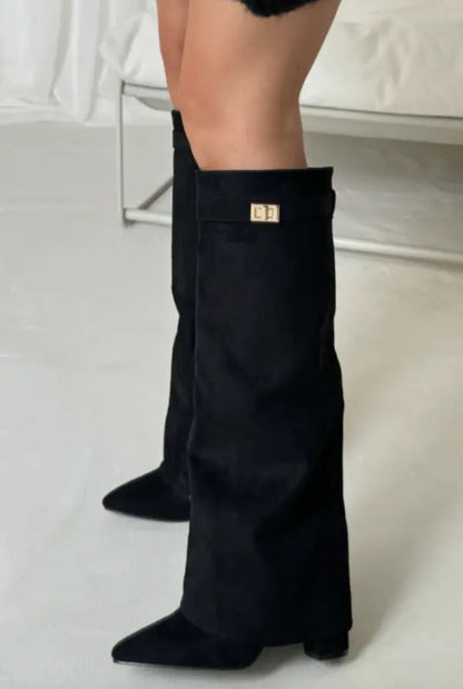 Women's Fold-Over Knee-High Boots | Pointed Toe