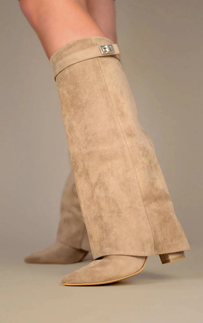 Women's Fold-Over Knee-High Boots | Pointed Toe