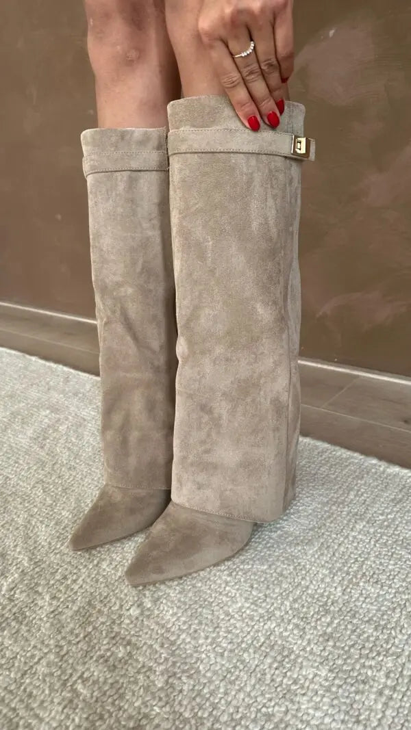 Women's Fold-Over Knee-High Boots | Pointed Toe