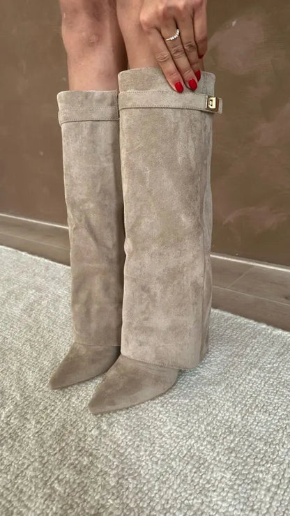 Women's Fold-Over Knee-High Boots | Pointed Toe