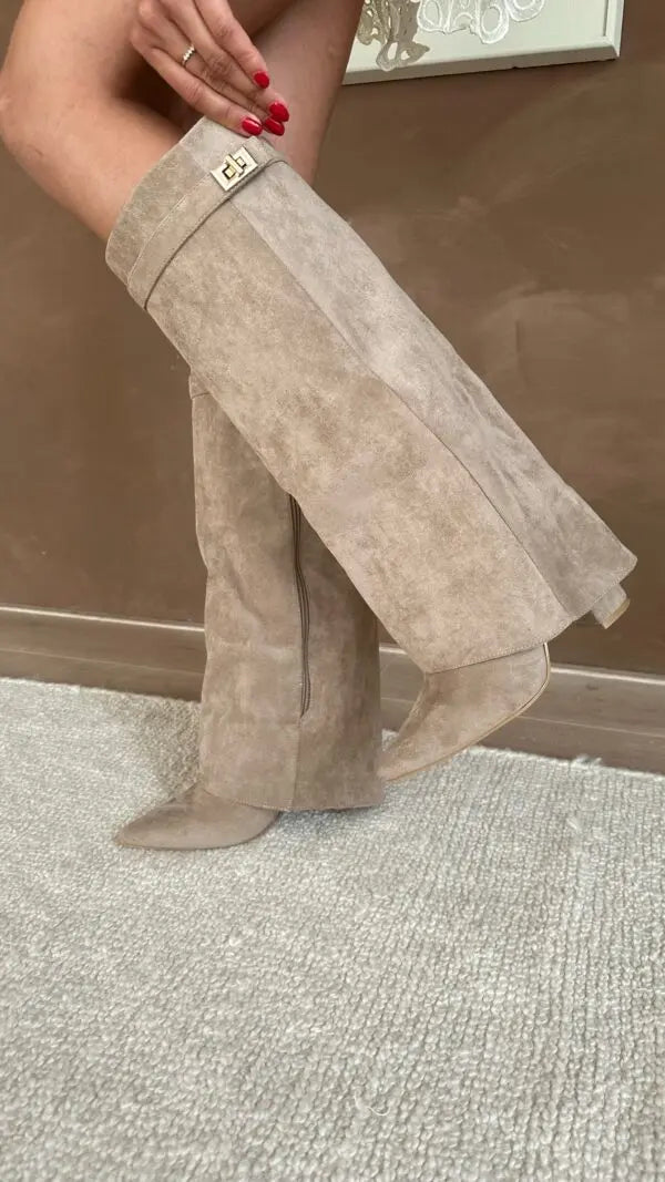 Women's Fold-Over Knee-High Boots | Pointed Toe