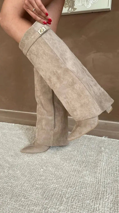 Women's Fold-Over Knee-High Boots | Pointed Toe