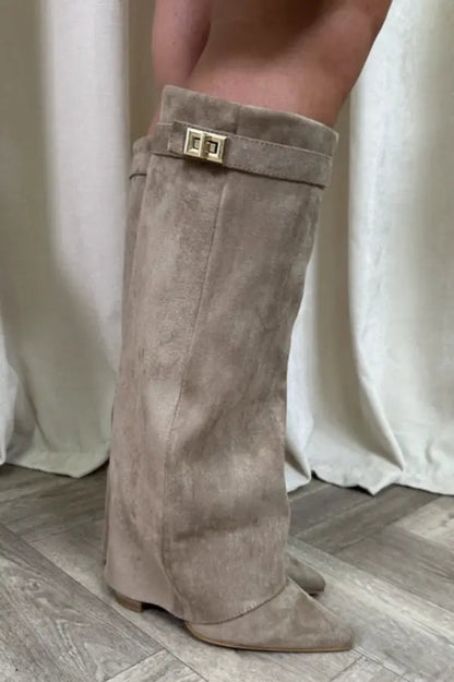 Women's Fold-Over Knee-High Boots | Pointed Toe