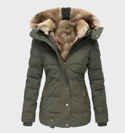 Women's Trim Hooded Padded Jacket | Quilted