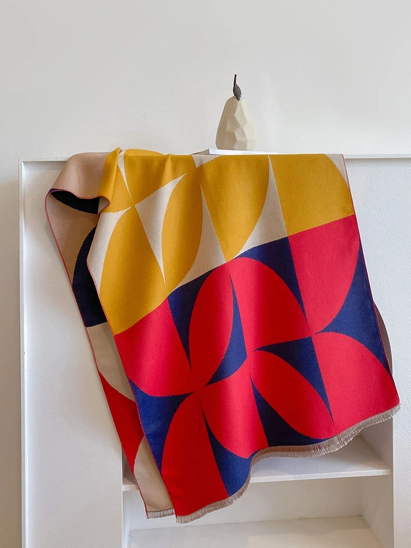Women's Geometric Fringed Scarf | Oversized