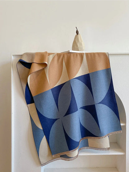 Women's Geometric Fringed Scarf | Oversized