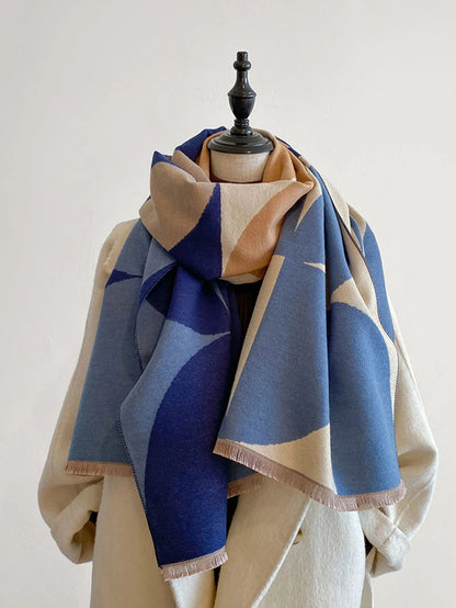 Women's Geometric Fringed Scarf | Oversized