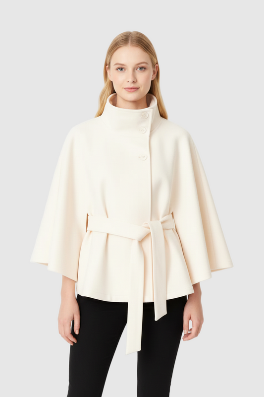 Elsie High-Neck Belted Coat | Cape