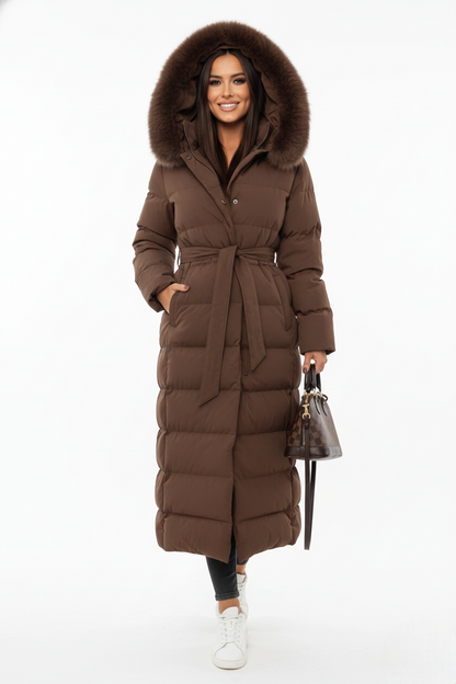 Violet | Belted Hooded Longline Padded Coat