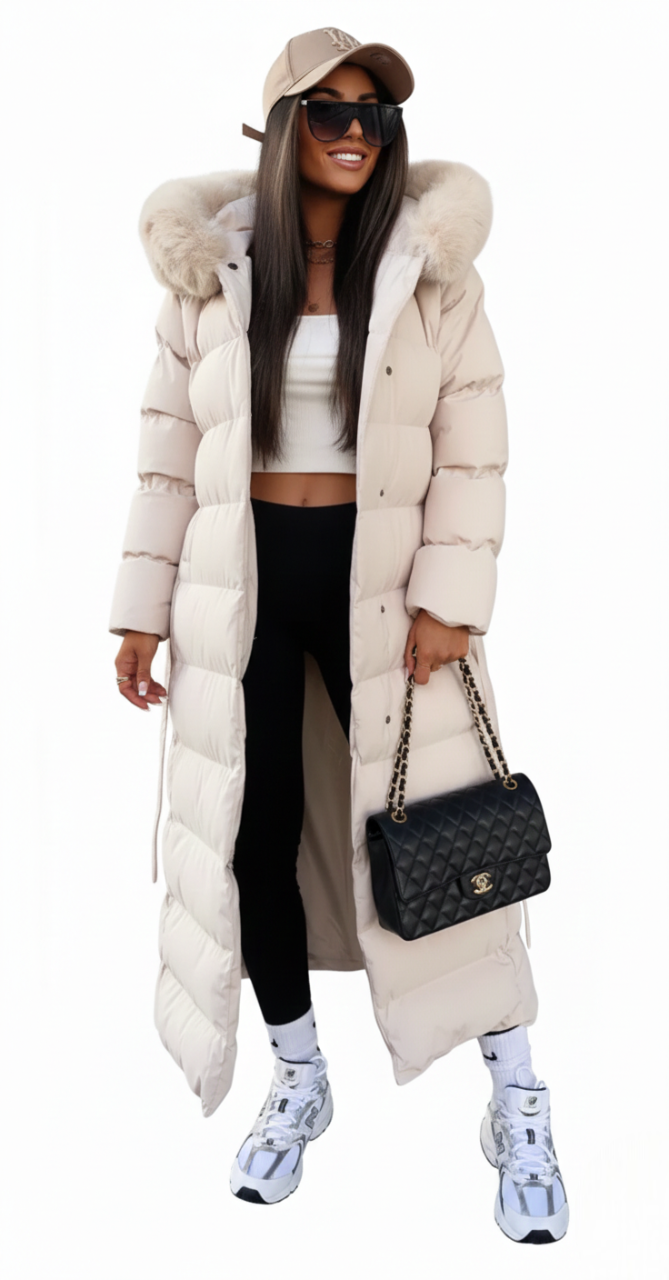 Violet | Belted Hooded Longline Padded Coat