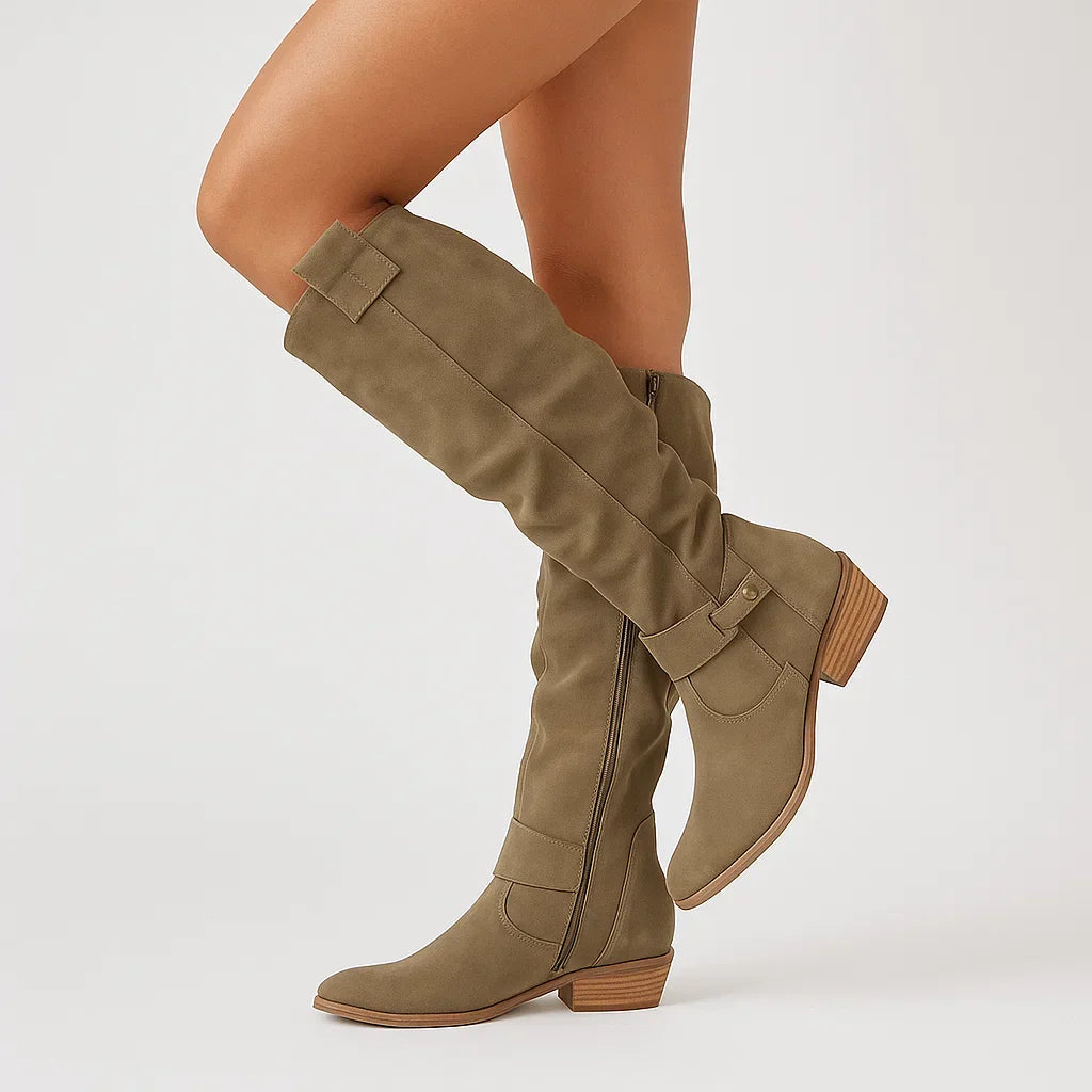 Women's Knee-High Side-Zip Boots | Block Heel