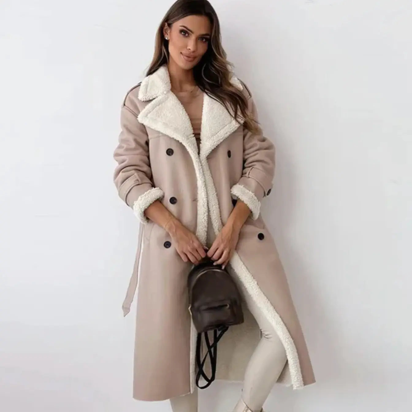 Women's Longline Trim Coat | Belted