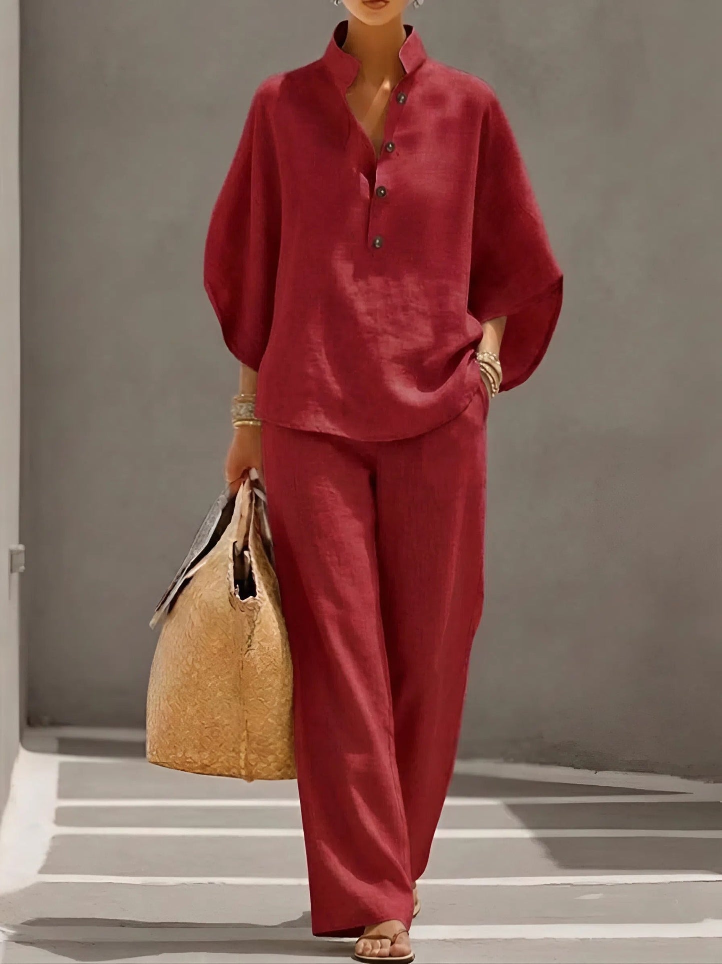 Women's Loungewear Button-Front Top | Wide Leg