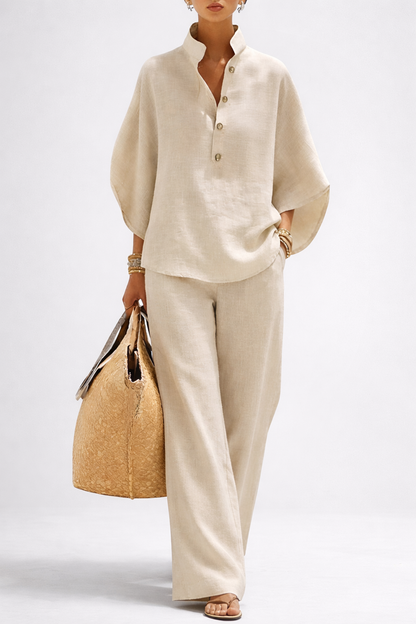 Women's Loungewear Button-Front Top | Wide Leg